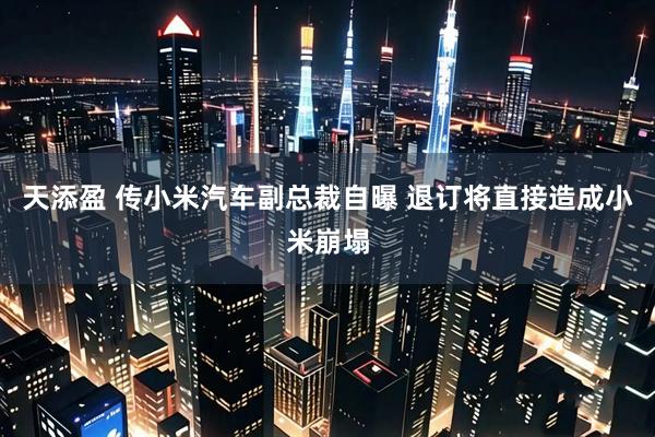 天添盈 传小米汽车副总裁自曝 退订将直接造成小米崩塌